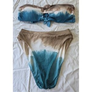 NWOT SOLUNA S Tie Dye Ombre Bikini Bandeau Top & Bottom 129706